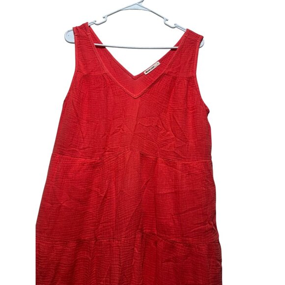 Marine Layer Corinne Double Cloth Maxi Dress Womens Large Orange Gauze Vacation - Picture 9 of 14